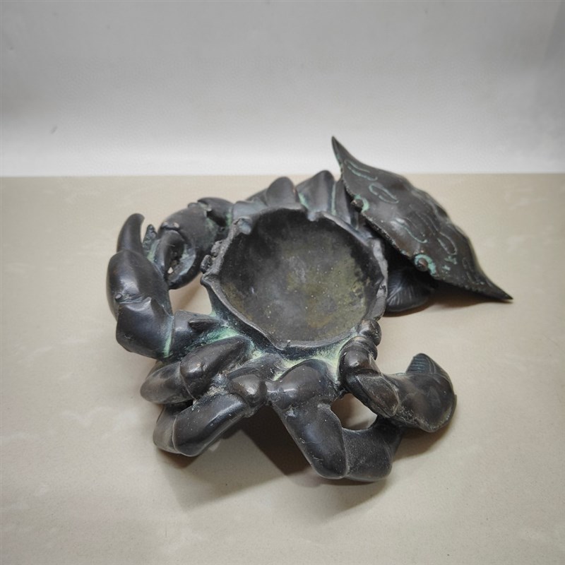 Antique literary play pure copper f crab ashtray ornaments desktop creative retro fortune ashtray pen wash ancient things