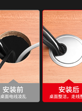 电脑办公桌穿线孔盖板开洞开孔圆孔盖书桌装饰圈桌面走线盒封口盖