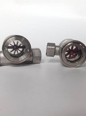 304/316偏心式叶轮水流指示器 不锈钢内螺纹叶轮视镜流量观察器