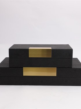 欧式轻奢皮革收j纳盒首饰盒桌面摆件样板间梳妆台衣帽间家居装饰