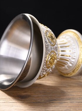 尼泊尔供水杯供酒西藏七供水碗八吉祥八供杯财神圣水杯不锈钢内胆