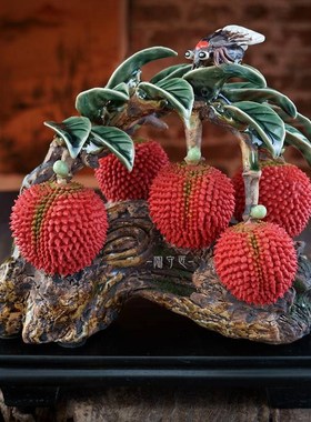 石湾公仔荔枝陶瓷摆件满堂红招财A客厅博古架古典中国风装饰工艺