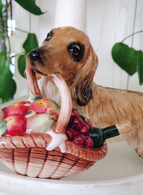 陶瓷腊肠a狗摆件动物摆设茶几电视柜酒柜书房家居装饰品铲屎官的