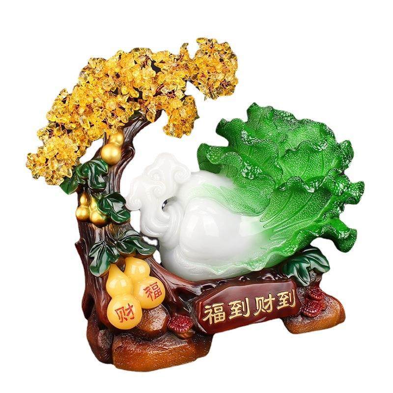 水晶玉白菜摆件 酒柜玄关家居客厅装饰品房间布置 新店铺开业礼品,淘宝优惠券,粉丝福利购,淘宝优惠卷