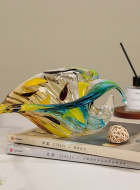 炫彩海螺琉璃摆件钥匙干果收纳盘客厅办公室玄关酒店X酒柜送礼轻