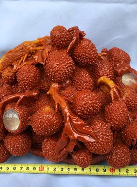 荔枝芙蓉石仿寿山石摆件新中式家居玄关客厅电视柜工艺品桌面装饰