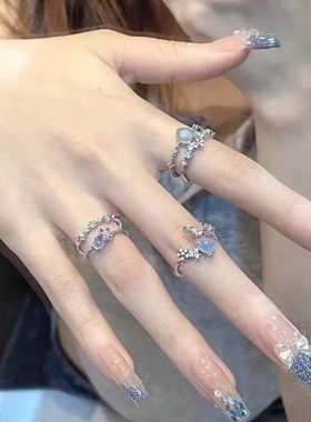 戒指女粗胖手大号大码戒指女胖mm大圈口戒指适合手粗的戒指女爱心