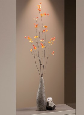 中式陶瓷细长高花瓶摆件高级意境入户玄关客厅迎客松花Z艺家装饰