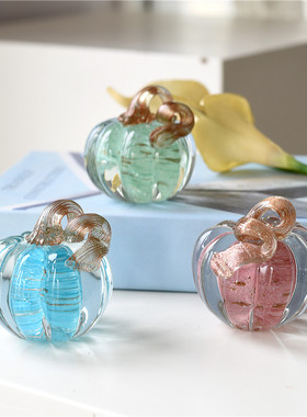 时尚网红迷你彩色琉璃玻璃南瓜摆件现代艺术样板间桌面Z台面装饰