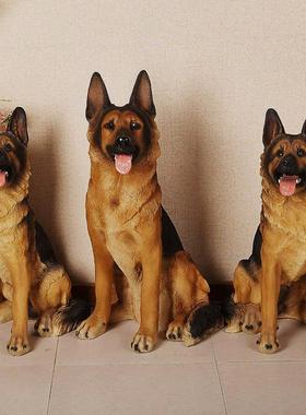 创意家居装饰仿真动物德牧摆件狼狗玻璃钢雕塑仿真狗摆件