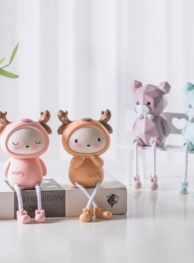 ins北欧客厅创意手工吊脚娃娃可爱家居摆件少女房间布置装饰品