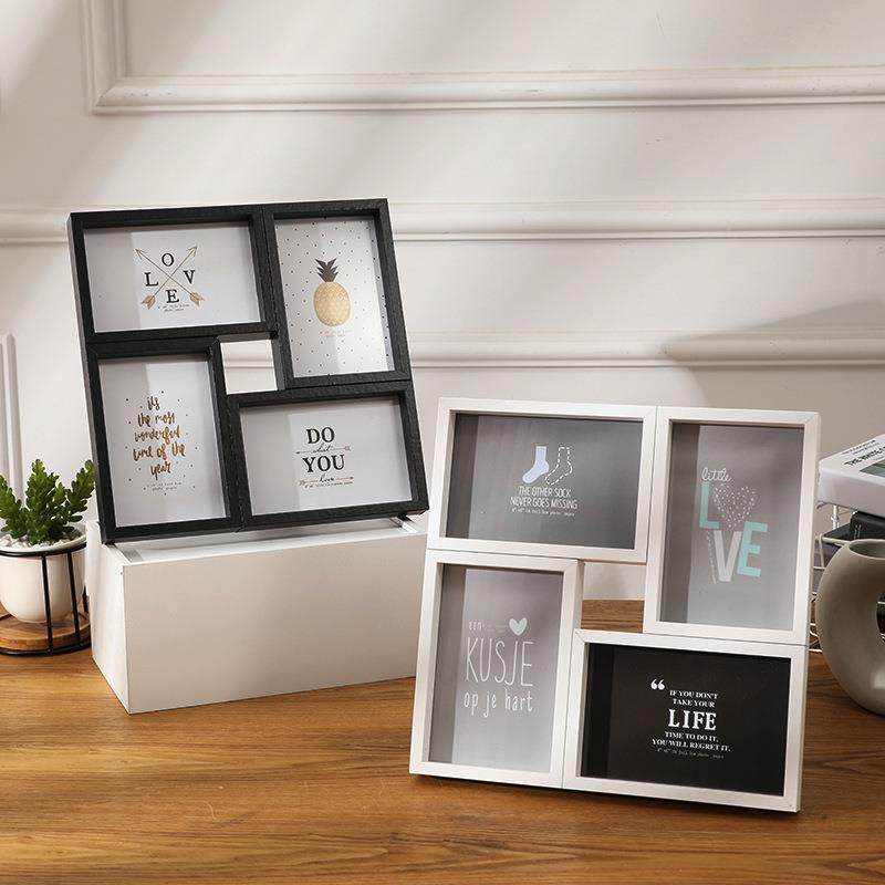 创意6寸相框摆台洗照片木质组合相架4宫格北欧连体挂墙像框照片墙,淘宝优惠券,粉丝福利购,淘宝优惠卷