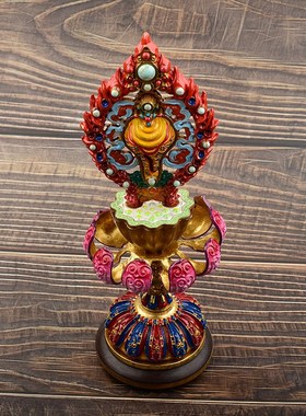 藏式八吉a祥摆件彩绘贡品纯铜家用法器佛前供具吉祥八宝