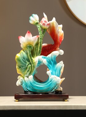 年年有余锦鲤摆件招财客厅w工艺品玄关办公室桌面装饰品开业礼物