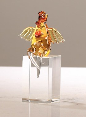 轻奢琉璃艺术动h物摆件现代客厅办公室书房装饰乔迁书桌工艺品礼