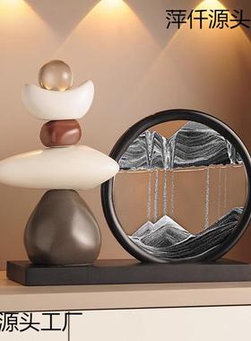 时来运转流沙画摆件客厅酒柜电视柜玄关高档装饰品办公室旺事业运