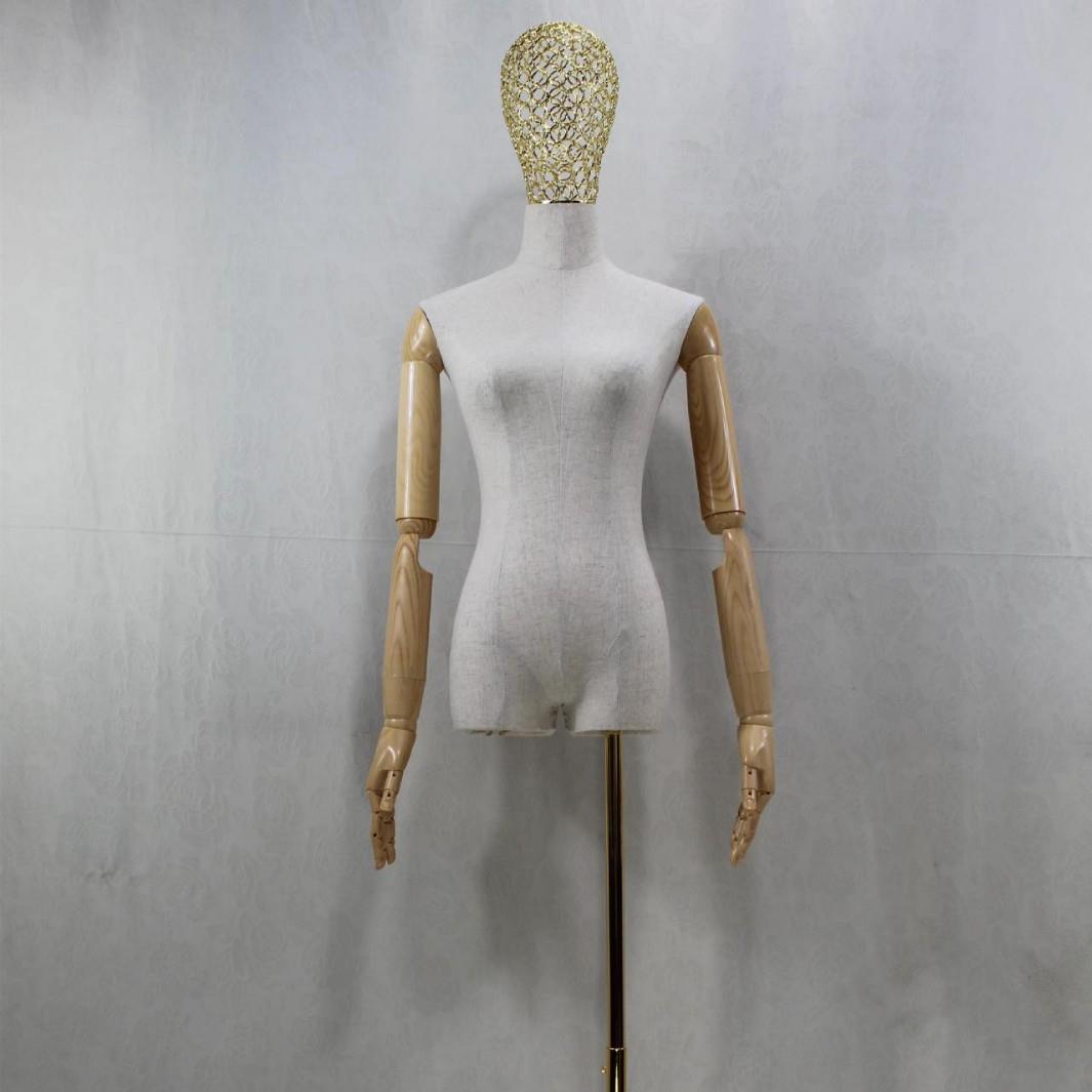 韩版半身带塑料手模特支架 女装半身麻布硬泡模特 半身服装模特 - 图1