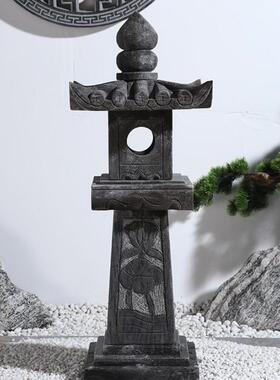 太阳能石灯笼青石仿古做旧石灯宫灯庭院灯草坪灯日式庭院装饰摆件
