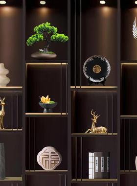 新中式老板领导办公室摆件高端大气办公室茶室舒服展示柜装饰品