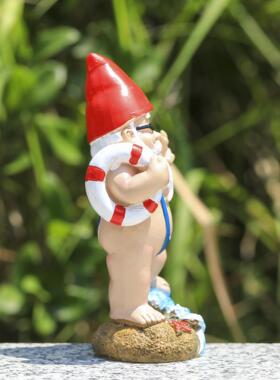 游泳侏儒小矮人摆件花园小矮人树脂雕像摆件装饰泳衣小矮人工艺品