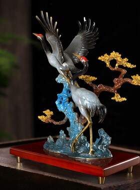松鹤延年全铜摆件仙鹤新中w式家居客厅玄关装饰品送长辈贺寿礼品