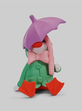 无聊了送TAi一套绿色打伞小鸭子卡通可爱桌面摆件礼物车载装