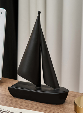 一帆风顺船e摆件现代简约轻奢高级感办公室桌面装饰酒柜玄关电视