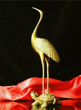 开运纯铜仙鹤摆件落地大号龟鹤延年长寿龟 N客厅家居装饰祝寿铜鹤