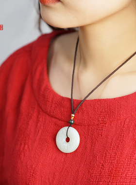 玉石六字真言平安扣吊坠和田玉六B字大明咒男女小巧儿童玉佩牌子