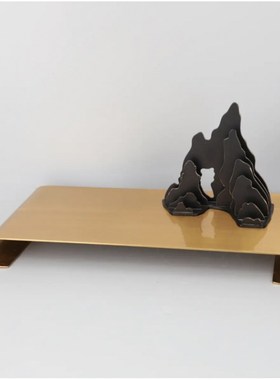 新中式家b居饰品铁艺金属假山影托盘样板房酒店样板间软装饰品摆