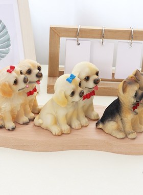 情侣小狗摆件可爱德牧金毛拉布拉多犬桌面汽车饰品树Y脂工艺品礼
