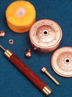 纯铜藏式手摇f转经简手摇转金轮观音西藏随身携带双轴承桶实木摆