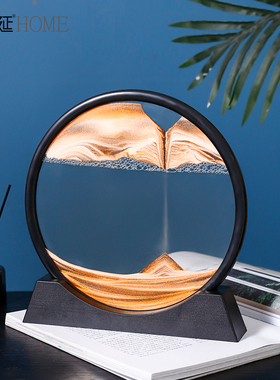 流沙画摆件家居饰品创意客厅酒柜电视柜J办公室桌面装饰品沙漏礼