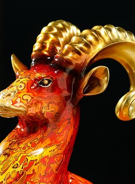 全铜领头羊摆件招财办公室摆件领导高F档老板办公桌装饰品开业礼