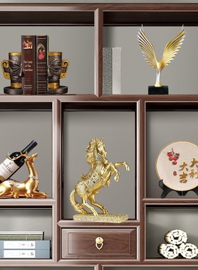 新中式老板茶室办公室高档v摆件领导高端大气上档次博古架装饰品