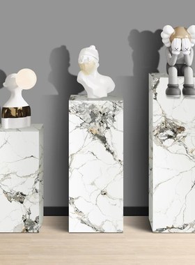大理石塑雕底座玄关m岩板电视柜旁边落地花架摆件客厅装饰摆件摆
