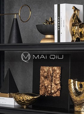 高档轻奢金色几何艺术q品摆件客厅酒柜样板间开放格书架装饰品摆