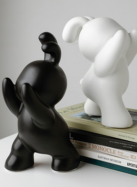 创意可爱兔子书h档摆件现代家居简约风酒柜装饰品摆设书房桌面书