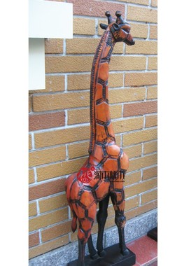 实木长颈鹿B款动物家居装饰品创意玄关客厅大摆件X乔迁祝寿送礼