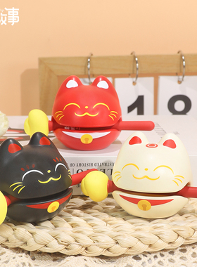 小木鱼情绪稳定解压桌面小摆x件暴富发财猫木鱼治愈生日小礼物耶