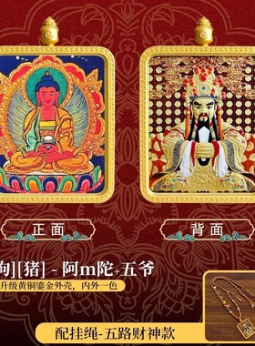 五台景区五爷生i肖蛇本命年守护神普贤菩萨平安双面唐卡招财吊坠