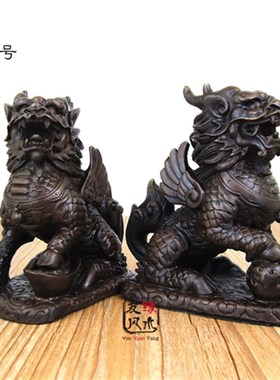 纯铜麒麟摆件一对大号招財麒麟旺財鎮宅家居O饰品玄关客厅店铺摆