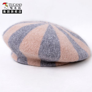 啄木鸟集团官方绵羊毛贝雷帽针织帽英伦复古大头围显脸小画家帽女
