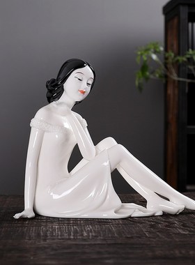白瓷《花c样年华》古典美女 陶瓷中式仕女家居客厅桌面艺术品摆件