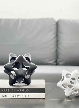 轻奢玻璃几何线球家居软装饰品酒店样板间办公P室玄关桌面工艺摆