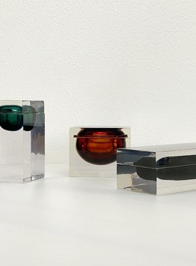 现代简约欧式轻奢彩色渲染几何首饰盒收纳盒摆件T样板房软装饰品