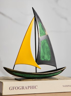 复古一帆风顺帆船模型摆件客厅电视柜酒柜K办公室桌轻奢高档装饰