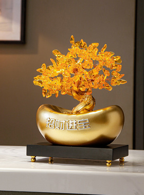 新中式客厅电视柜装饰发财树摆件新家聚宝K盆招财聚财乔迁新居礼