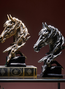 现代轻奢高档创意办公室桌面客厅酒柜电I视柜家居装饰马摆件工艺