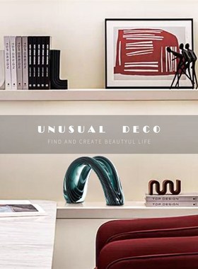 现代欧式轻奢空拱桥玻璃摆样板间售楼处J客厅书房卧室桌面工艺饰